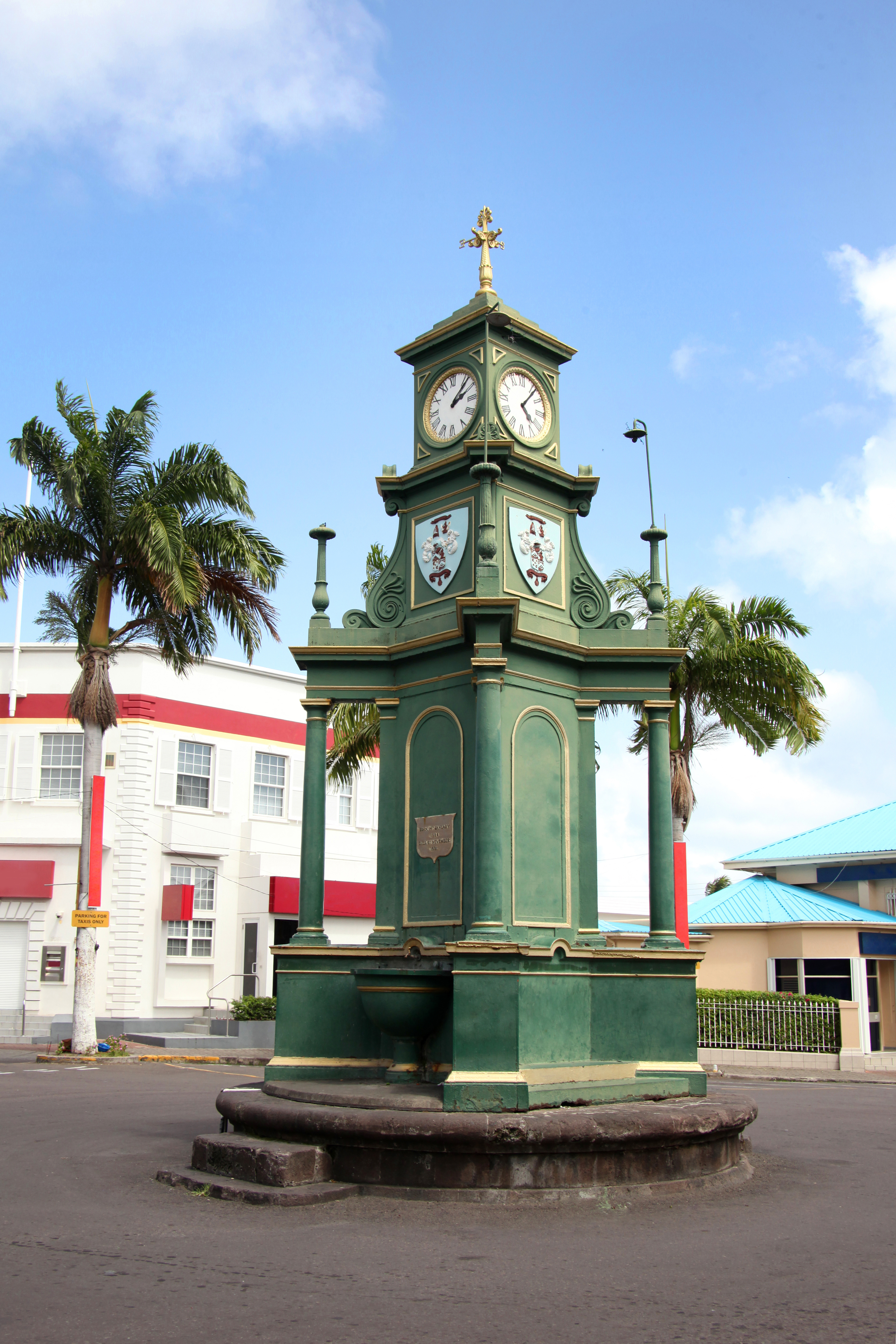 Famous clock tower in downtown Basseterre
